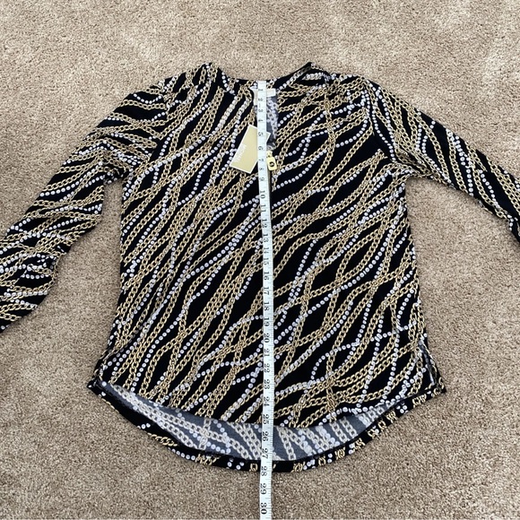 Michael Kors Black, Gold Chain And White Pearl Blouse Size Medium NWT - Picture 11 of 11